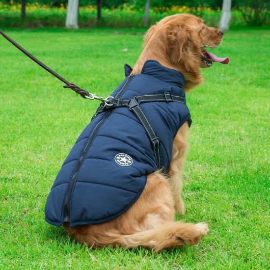 Waterproof Dog Warm Jacket Vest Winter Dog Clothes With Harness French