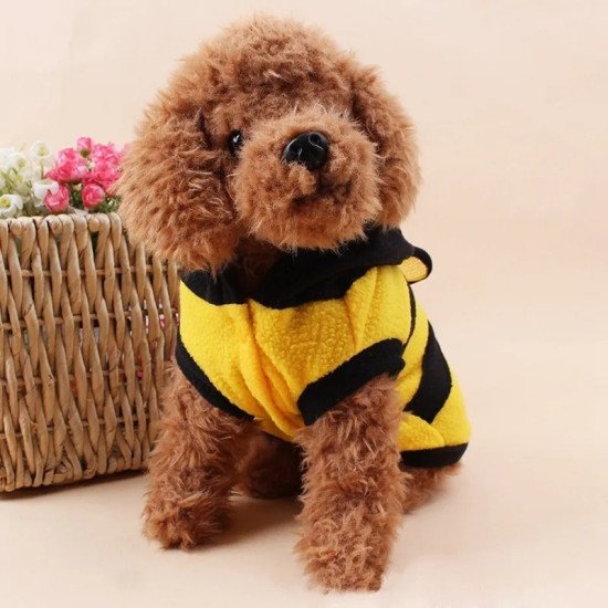 Bee Pet Puppy Coat Apparel  Dog Hoodie Fancy Costume Halloween Cosplay Sweater