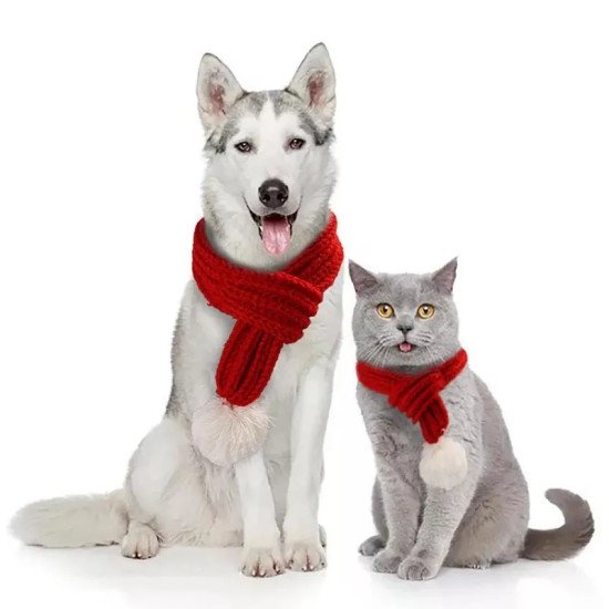 Winter Warm Pet Supplies Fashion Year Knit Scarf Cat Accessories